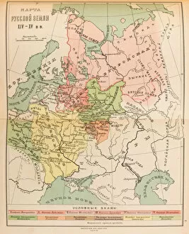 Map of Russia in the 14th and 15th century, 1914