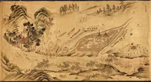 Explorers Collection: Map with a Russian camp in Eastern Siberia, 1689-1722. Artist: Chinese Master