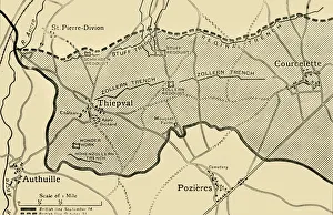 Territorial Prints: Map showing approximately the area gained on the Thiepval Ridge... 1916, (c1920)