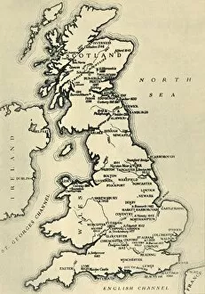 First English Civil War Collection: Map showing British battlefields, 1944. Creator: Unknown