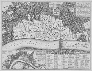 Devastation Gallery: Map showing the extent of the damage caused by the Great Fire of London, 1666. Artist