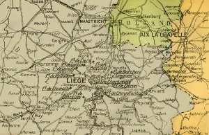 Limited Prints: Map Showing the Forts of Liege, 1919. Creator: London Geographical Institute