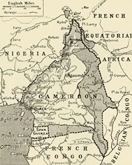 Hammerton Collection: Map Showing the German Cameroon Colony, 1916. Creator: Unknown