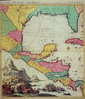Invader Prints: Map showing the Gulf of Mexico and surrounding area, 1705. Creator: Pieter Mortier