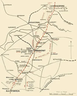 Map Showing the Lines of Advance from Bloemfontein to Pretoria, 1901. Creator: Unknown