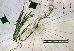 Maps Prints: Map of South America where the Plata River is seen