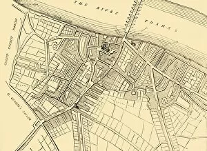 London Bridge Gallery: Map of Southwark, 1720, (c1878). Creator: Unknown