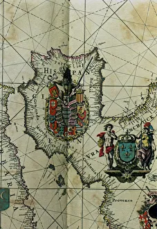 Chart Prints: Map of Spain with all their kingdoms, Portugal and the Country of Llenguadoc