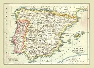 Map of Spain and Portugal, 1902. Creator: Unknown