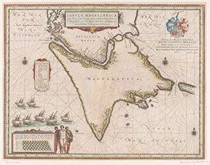 Willem Blaeu Prints: Map of the Strait of Magellan, 1635-1664. Creator: Willem Blaeu