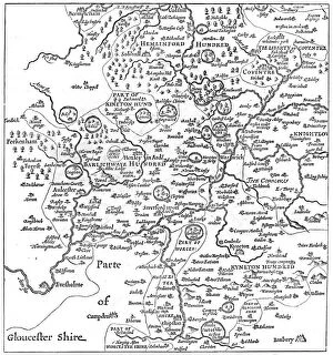 Images Dated 27th March 2007: A map of Stratford-upon-Avon and its surrounding areas, 1610 (1885).Artist: Edward Hull