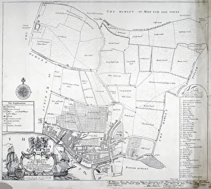 Stepney Prints: Map and table of Limehouse in the Parish of Stepney, London, 1703