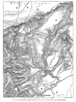 First Boer War 1880 1881 Prints: Map of the Transvaal border between Newcastle, Laing's Nek and Wakkerstroom, 1881