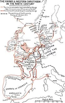 Map of the Vikings & Western Christendom in the Ninth Century, (1935)