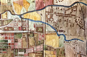Images Dated 10th December 2015: Detail of a map of the village of Gracia (Barcelona) in 1845