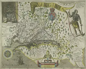 Mapmaking Prints: Map of Virginia, 1618. Creator: Theodor de Bry
