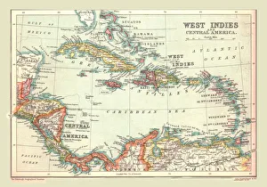 Map of the West Indies and Central America, 1902. Creator: Unknown Map of the West Indies and Central America, 1902. Creator: Unknown