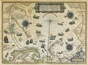 Willem Barentsz Collection: Map of Willem Barentsz Third Voyage, 1598. Artist: Claesz, Cornelis (ca. 1551-1609)