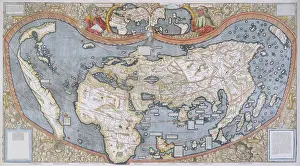 Latin Prints: Map of the World, 1507. Creator: Martin Waldseemuller