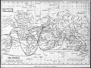 Map of the world showing sailing routes and telegraph cables, c1893. Artist: George Philip & Son Ltd
