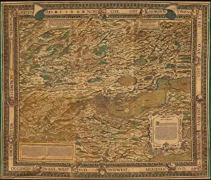 Woodcut Watercolour Prints: Map of the Zurich area, 1566. Creator: Murer, Jos (1530-1580)