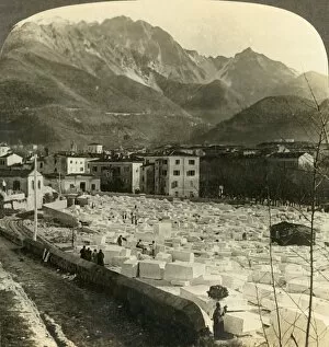 Local Industry Gallery: Marble blocks for the finest sculptures at Carrara, Italy, c1909. Creator: Unknown