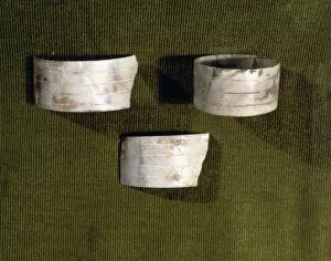 Polished Collection: Marble bracelets decorated with parallel carved lines, from the Bat Cave, Zuheros (Cordoba)