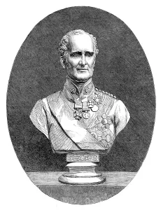 Carrera Marble Prints: Marble bust of the late Field Marshal Lord Seaton, by G. G. Adams, 1864. Creator: Unknown