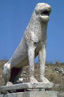 Aegean Islands Gallery: Marble lion at Delos in Greece, 7th century BC