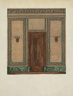 Wall Sconce Prints: Marble Mosaic Wall, c. 1936. Creator: Ellen Duncan