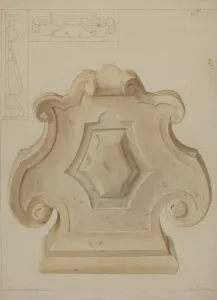 Artists Pencil Sketch Prints: Marble Ornament (from top of mantelpiece), c. 1937. Creator: Manuel G. Runyan