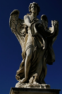 Marble statue of an angel on the Ponte Sant'Angelo, Rome, Italy, 2022. Creator: LTL