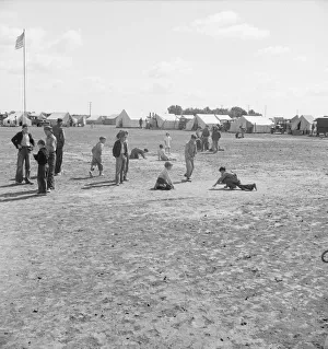 Tent City Collection: Marble time in FSA migratory labor camp, near Calipatria, Imperial Valley, CA, 1939