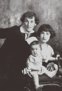 Marc Chagall with his first wife Bella and Daughter Ida, 1917