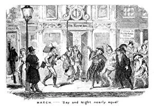 Masquerade Ball Gallery: March - Day and Night nearly equal, 19th century.Artist: George Cruikshank