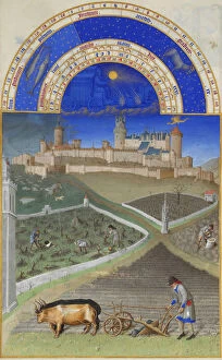 Book Art Collection: March (Les Tres Riches Heures du duc de Berry), 1412-1416. Creator: Limbourg brothers