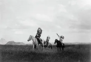 Great Plains Prints: The march of the Sioux, c1905. Creator: Edward Sheriff Curtis