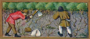 Count Of Angouleme Prints: March - working in the vineyard, 15th century, (1939). Creator: Robinet Testard