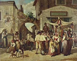 Water Jar Prints: Marchands ambulants à Tivoli, 09/1866. Creator: Auguste Dutuit