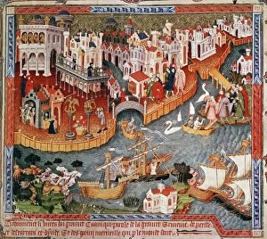 Square Collection: Marco Polo sailing from Venice in 1271, (15th century)
