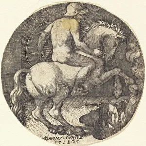 Master I Prints: Marcus Curtius, 1529. Creator: Master I. B