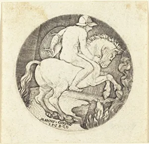 Master I Prints: Marcus Curtius, 1529. Creator: Master I. B