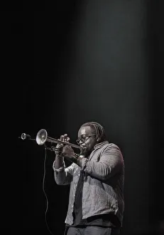 Marcus Millers trumpeter, Marquis Hill, 2017. Artist: Alan John Ainsworth