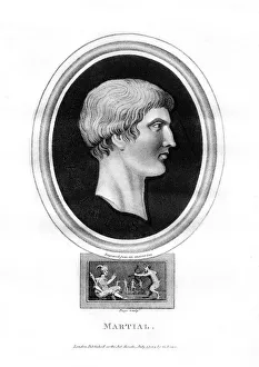 Latin Collection: Marcus Valerius Martialis, Roman poet, (1814).Artist: Page