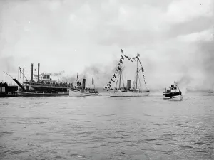 Mardi Gras Prints: Mardi Gras, New Orleans, approach of fleet with Rex, c1900. Creator: Unknown