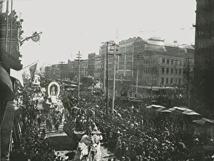 Float Prints: The Mardi Gras parade in Canal Street, New Orleans, USA, 1895. Creator: Unknown