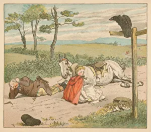 Nursery Rhyme Prints: The Mare broke her knees and the Farmer his crown