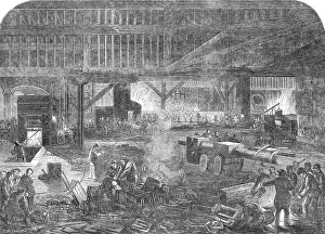 Metalworking Prints: Mare and Co.'s Iron Ship-Building Works, 1854. Creator: Charles William Sheeres