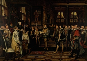 Dutchess Prints: Margaret of Parma Recieves the Petittion of the Nobility, 1872. Creator: Franz Vinck