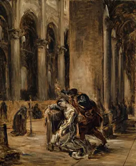 Jw Goethe Prints: Marguerite at the church (Goethe's Faust, Part 1, scene in the cathedral), after 1850